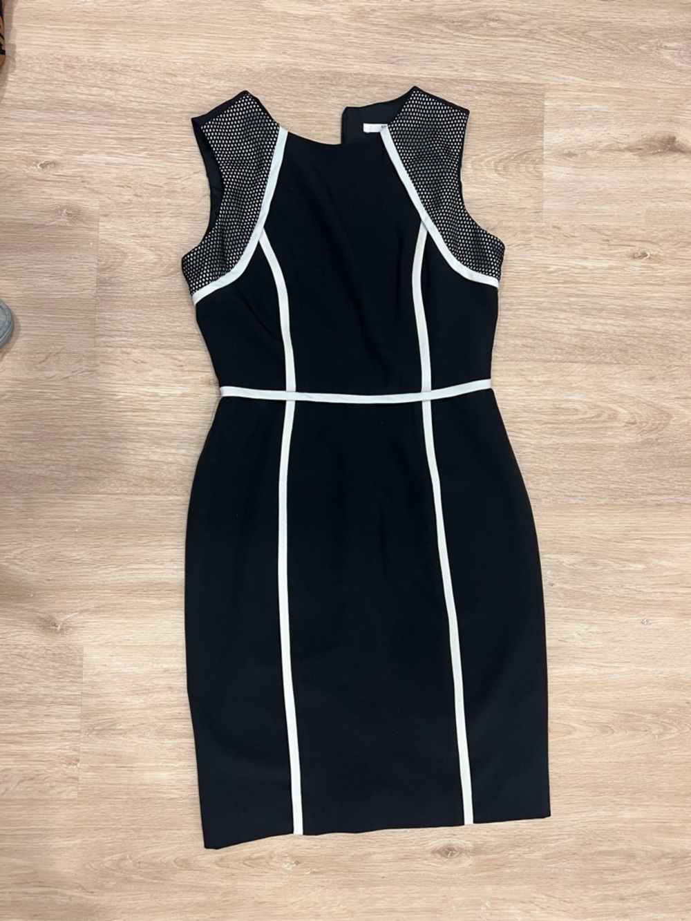 Studio One Black Midi Sheath Dress with White Trim